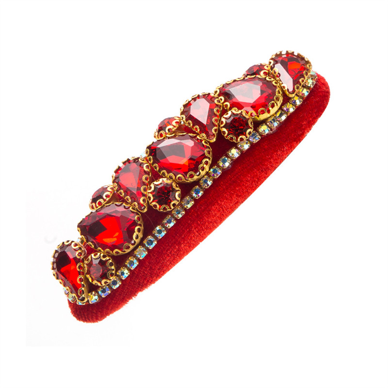 Retro Women's Side Bang Clip Broken Hair Hairpin Headband Super Shiny Glass Drill Sponge Barrettes - 图片 7