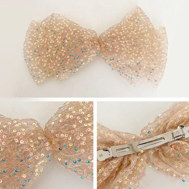 Summer Mesh Bow Barrettes Headdress Head Flower Hairpin Sequined Clip Hair Accessory - Image 4