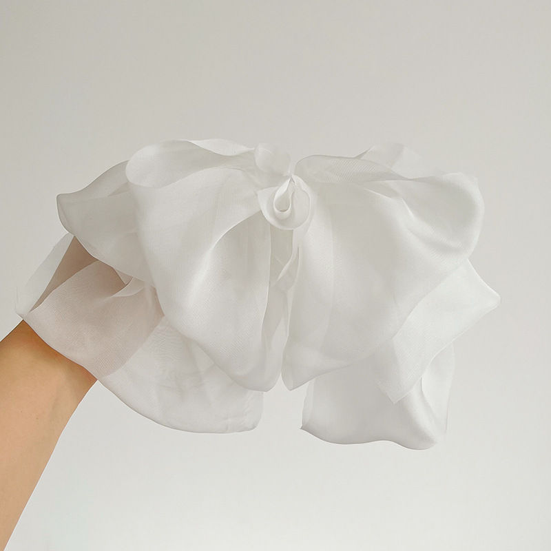 Multi-Layer Tulle Chiffon Large Bow Barrettes Ultra-Thin Pleated Spring Clip Hair Accessories - 图片 12