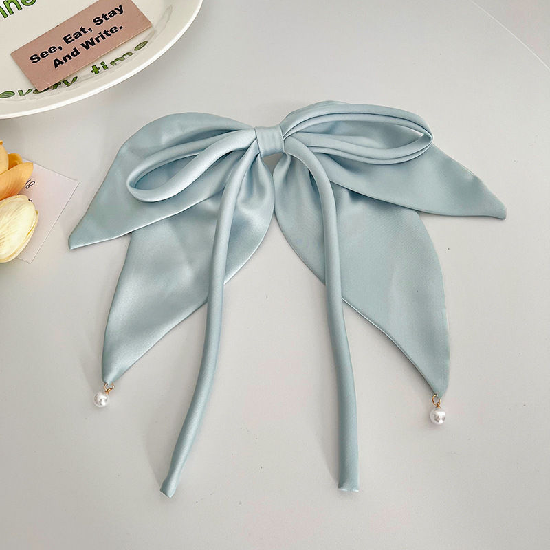 Solid Color Satin Fabric Ribbon Bowknot Barrettes Spring Clip Hair Accessories Fashion - 图片 13