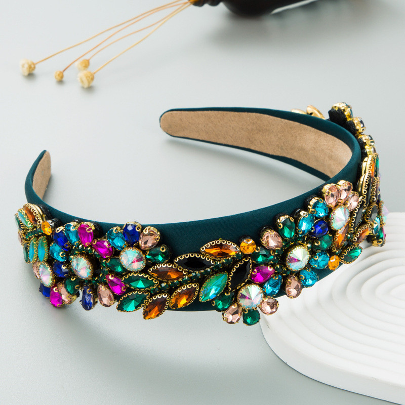 Fashion Baroque Color Glass Drill Cloth Headband Hair Accessories Women Hair Ornaments - Image 5
