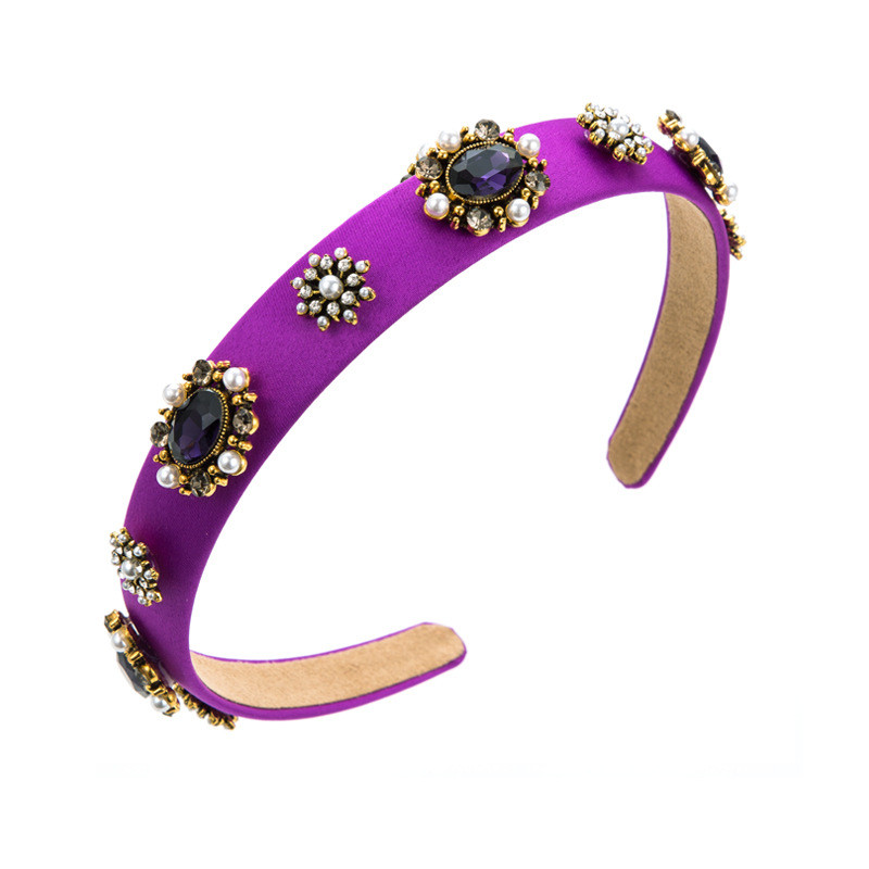Retro Glass Drill Pearl Headband Female Baroque Thin Edges Headwear Hair Accessory Fashion - 图片 5