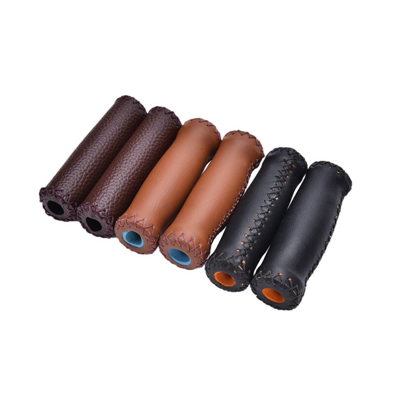 Vintage Artificial Leather Cycling Road Mountain Bike Handlebar Grip End - Image 3