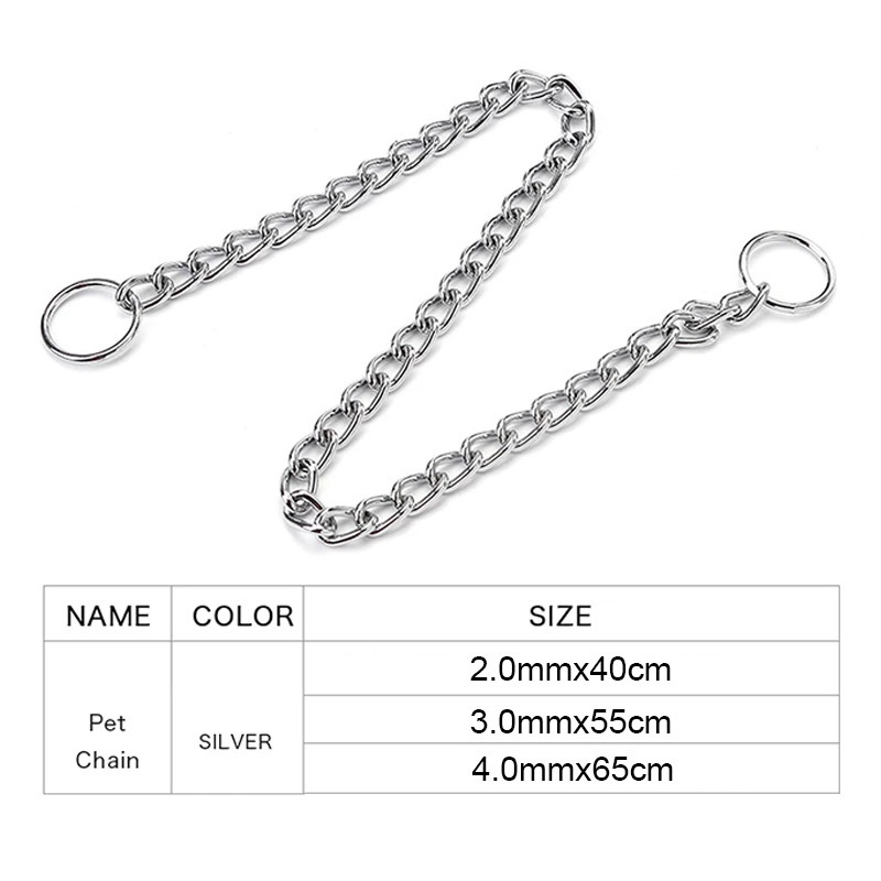 Stainless Steel Dog Choke Collar Metal Chain Slip Pet Training Walking Choker UK - 图片 5