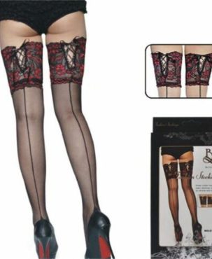 Women's Sexy Stockings Hold Ups Lace Garter Top Sheer Hosiery Black Nude
