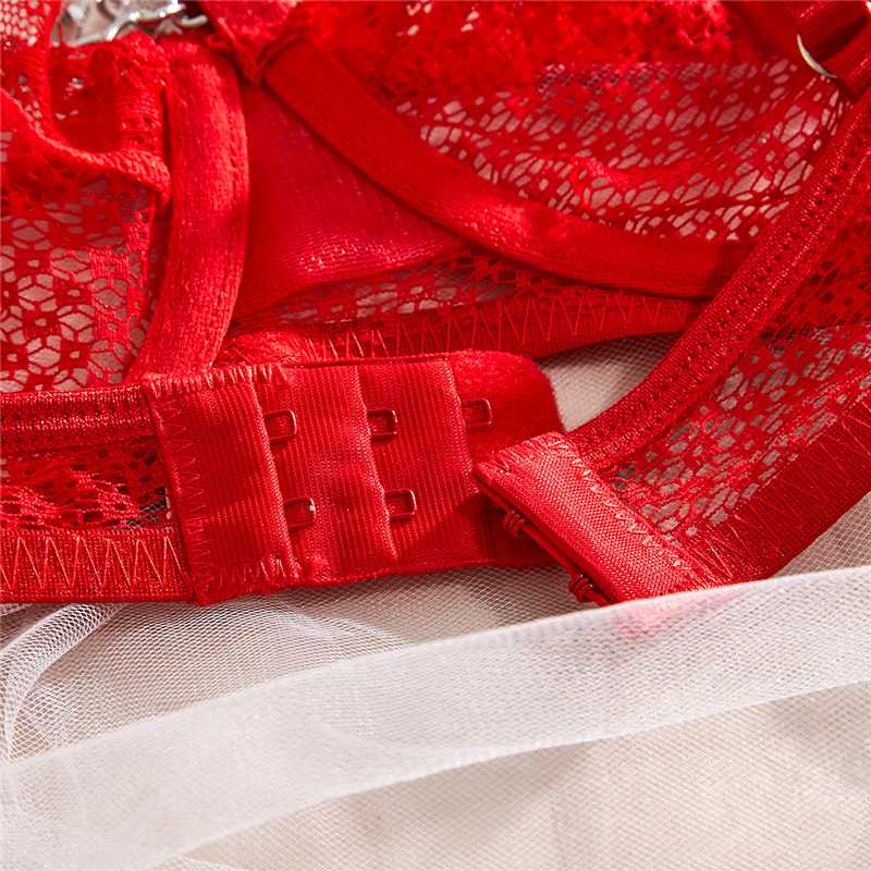 Sexy Women's Lace Bra Suspender Body Stocking Thong 3Pcs Set Underwear Lingerie - Image 52