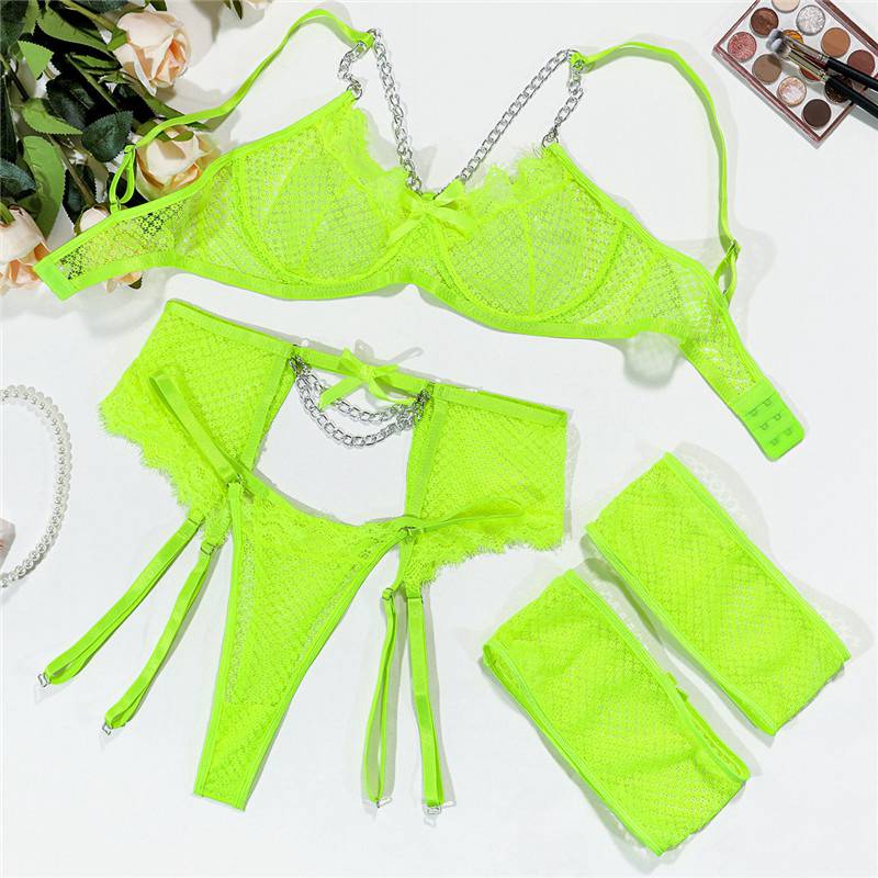 Sexy Women's Lace Bra Suspender Body Stocking Thong 3Pcs Set Underwear Lingerie - Image 55