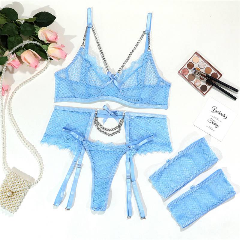Sexy Women's Lace Bra Suspender Body Stocking Thong 3Pcs Set Underwear Lingerie - Image 58