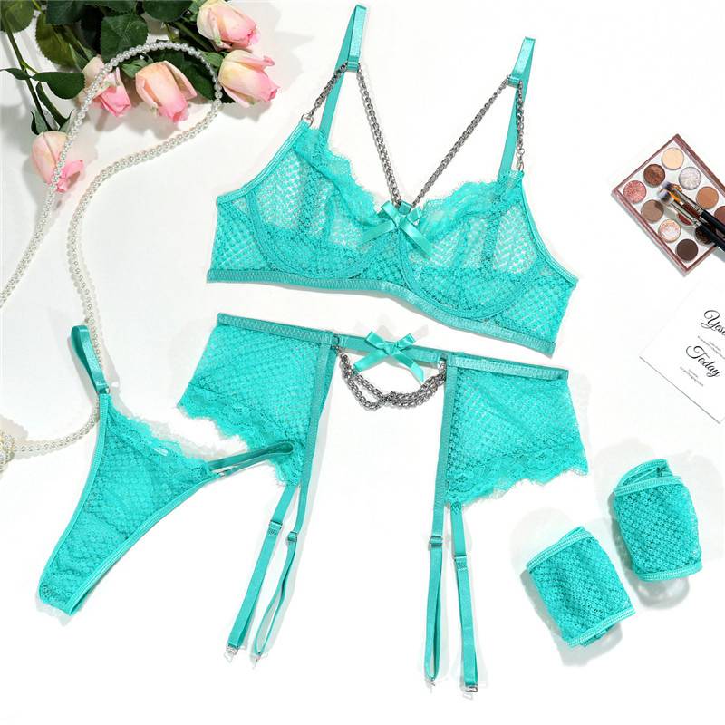 Sexy Women's Lace Bra Suspender Body Stocking Thong 3Pcs Set Underwear Lingerie - Image 49