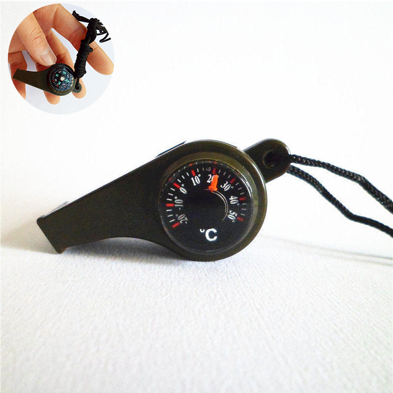 2PC Three in One Life-Saving Whistle with Lanyard Thermometer Compass Outdoor Multifunctional Whistle - 图片 13