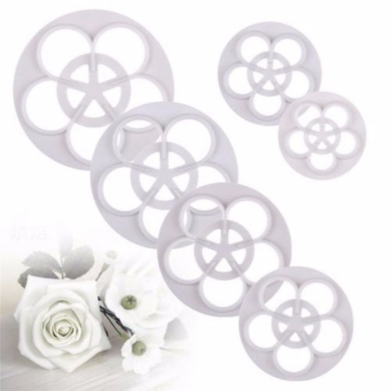 6Pcs Rose Flower Fondant Mould Cutter Cake Decorating Craft Icing Baking Tools - 图片 5