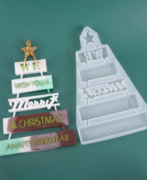DIY crystal epoxy resin mold Christmas tree listing decoration mold Christmas material ornaments silicone mold