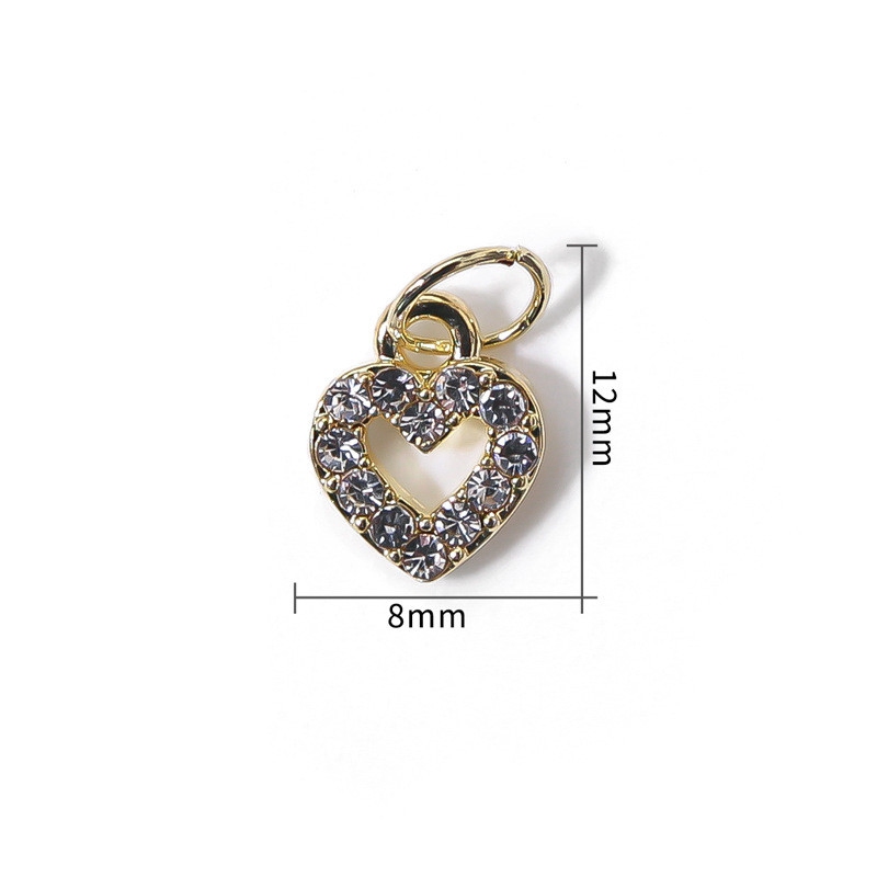 Nail love nail hollow pendant Heart-shaped alloy flash diamond nail fingertip decoration - Image 6