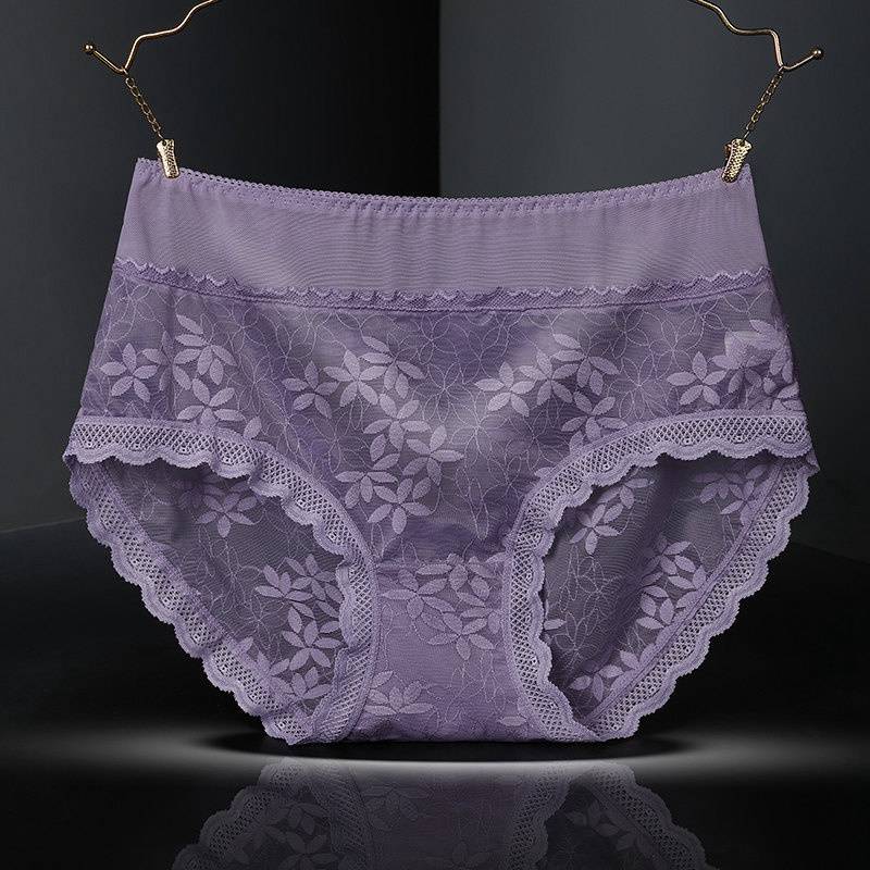 Large Size High Waist Panties for Women Underwear Sexy Lace Transparent Briefs - 图片 11