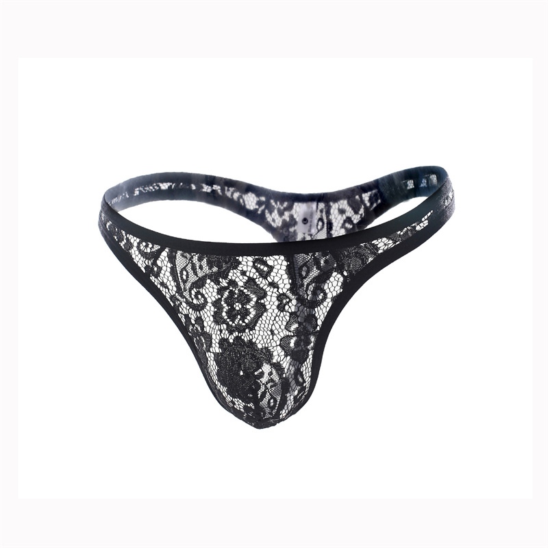 Men's Thong Low Waist Lace Transparent Sexy Underwear Sexy T-Type Pants Gay Underwear - Image 6