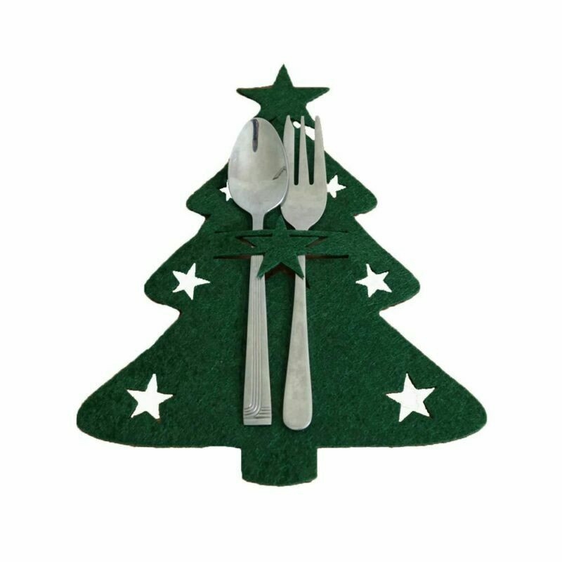 4X Christmas Cutlery Silverware Knifes Forks Bag Kitchen Xmas Table Decor - 图片 5