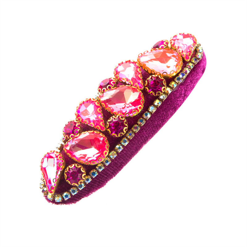 Retro Women's Side Bang Clip Broken Hair Hairpin Headband Super Shiny Glass Drill Sponge Barrettes - 图片 8
