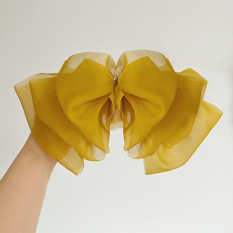 Multi-Layer Tulle Chiffon Large Bow Barrettes Ultra-Thin Pleated Spring Clip Hair Accessories - 图片 13