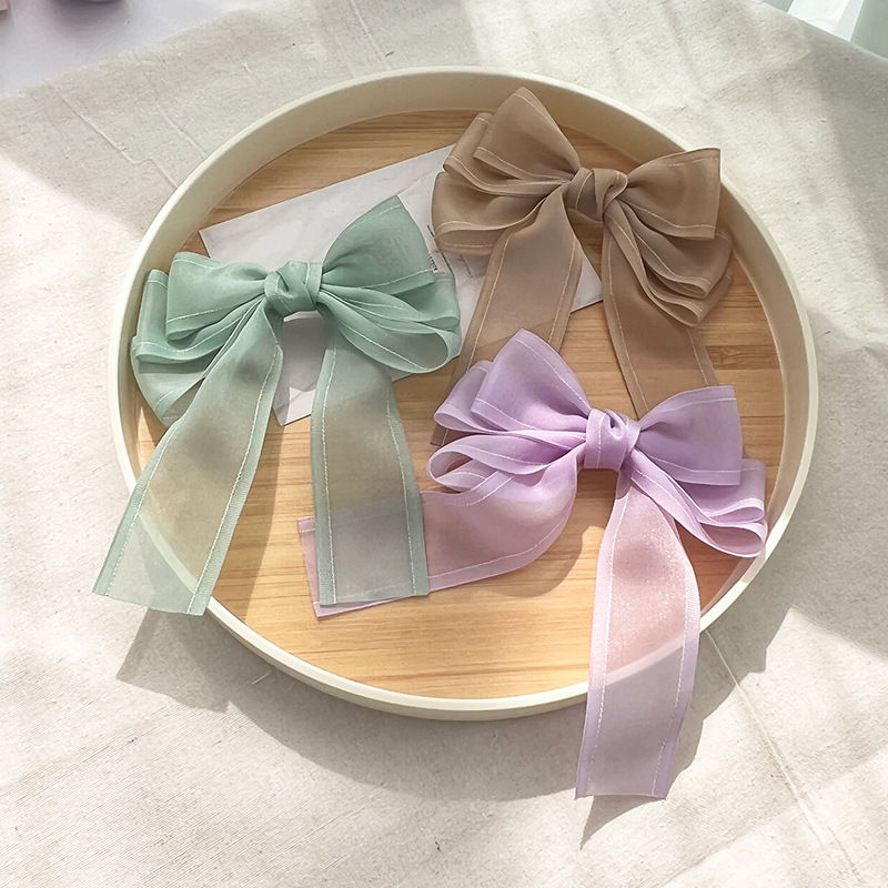 Bow Barrettes Mesh Ribbon Hairpin Barrettes Hair Clip Hair Accessories Fashion - 图片 3