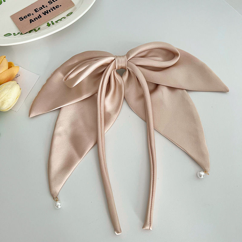 Solid Color Satin Fabric Ribbon Bowknot Barrettes Spring Clip Hair Accessories Fashion - 图片 14