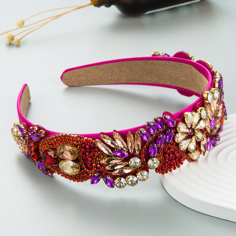 Headband Baroque Retro Exaggerated Color Glass Drill Flower Fashion Hair Accessory - 图片 6