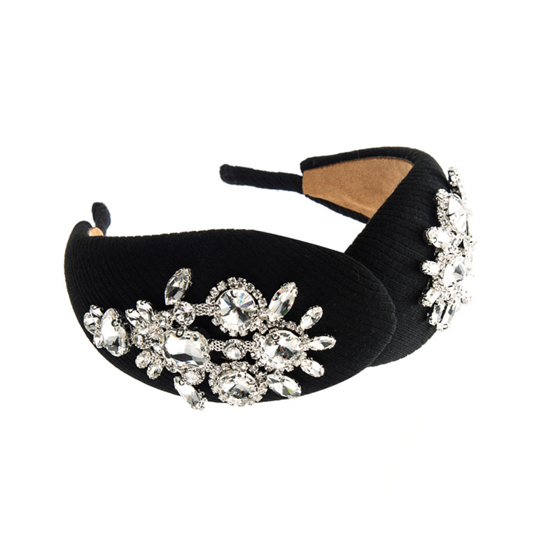 Fashion Baroque Super Flash Glass Drill Light Luxury Headband Wide Edge Hair Accessory - 图片 6