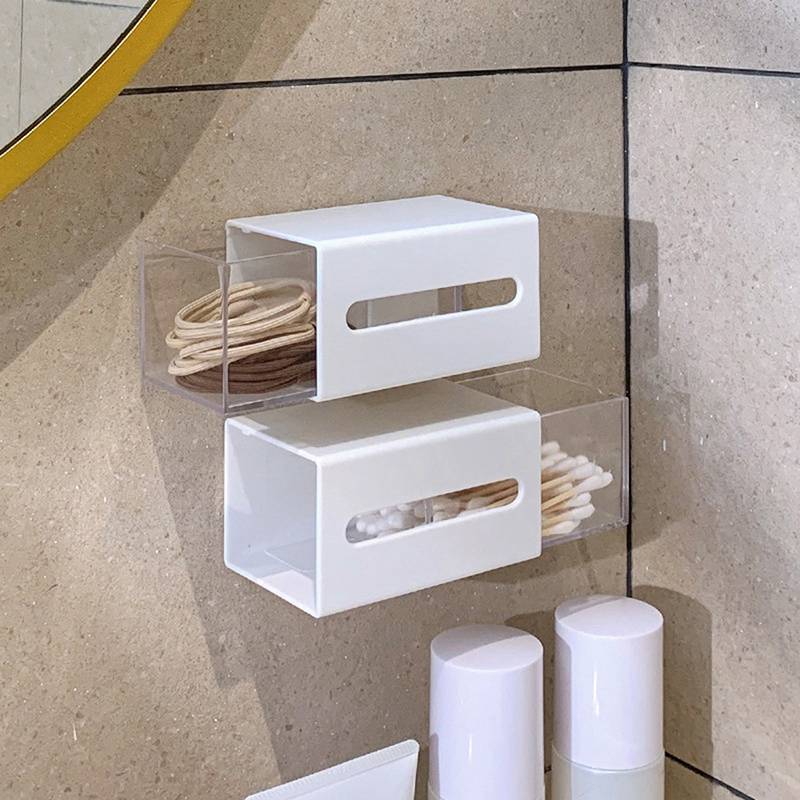 Wall Mounted Storage Box Bathroom Cosmetic Cotton Swabs Jewelry Storage Box ~~ - 图片 6