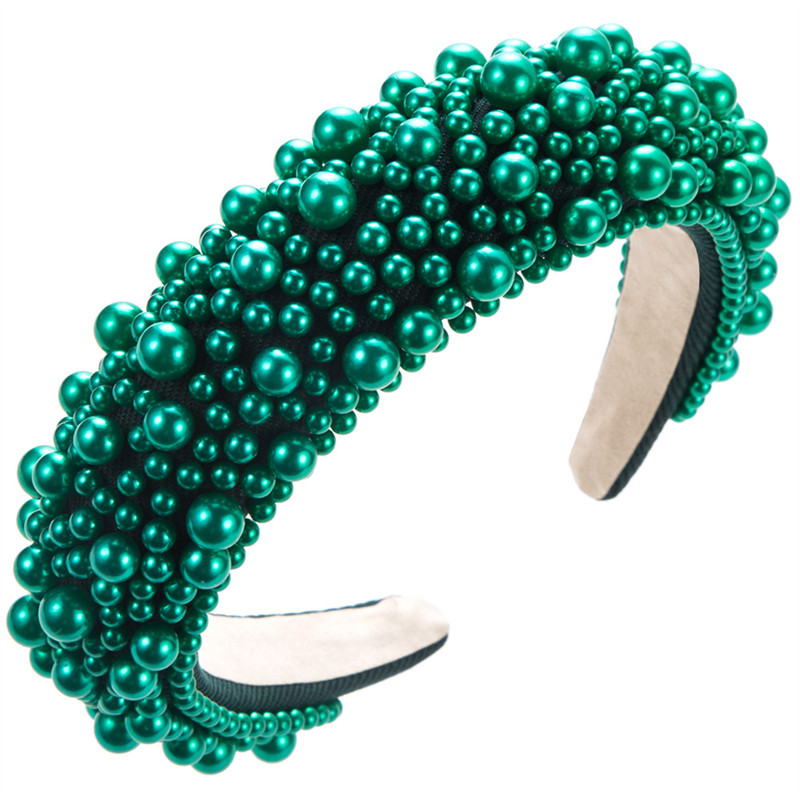 Headband Baroque Sponge Pearl Hair Accessories Women's Handmade Beaded Wide-Edged Fashion - 图片 15