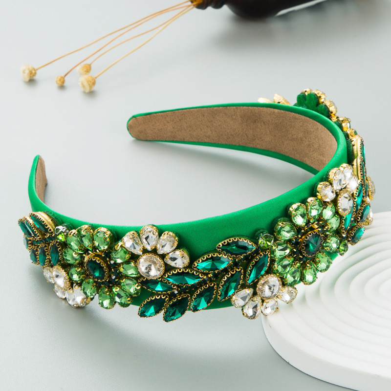 Fashion Baroque Color Glass Drill Cloth Headband Hair Accessories Women Hair Ornaments - Image 6