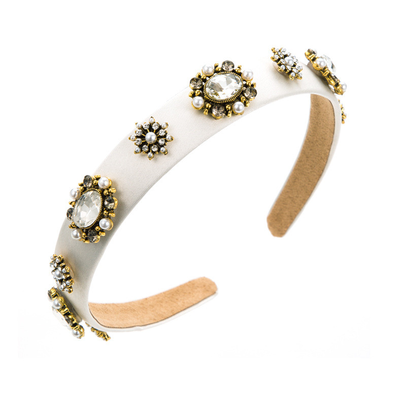 Retro Glass Drill Pearl Headband Female Baroque Thin Edges Headwear Hair Accessory Fashion - 图片 6