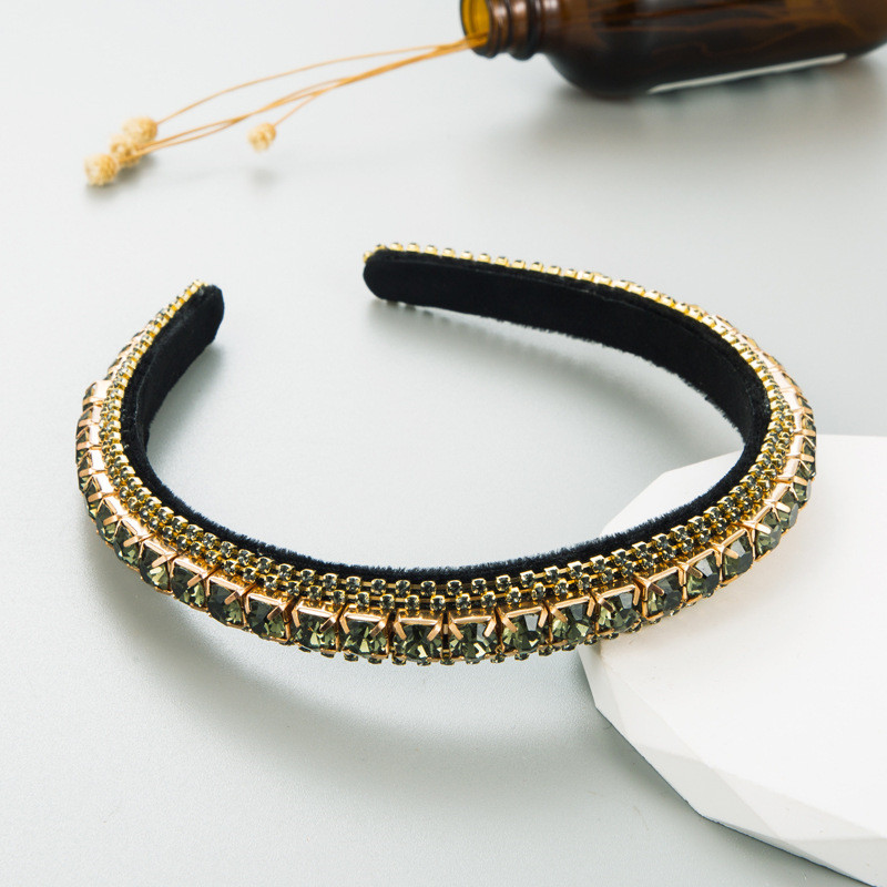 Rhinestone Fashion Headband Female Baroque Diamond Gold Velvet Fashion Thin Edges Headdress - 图片 6