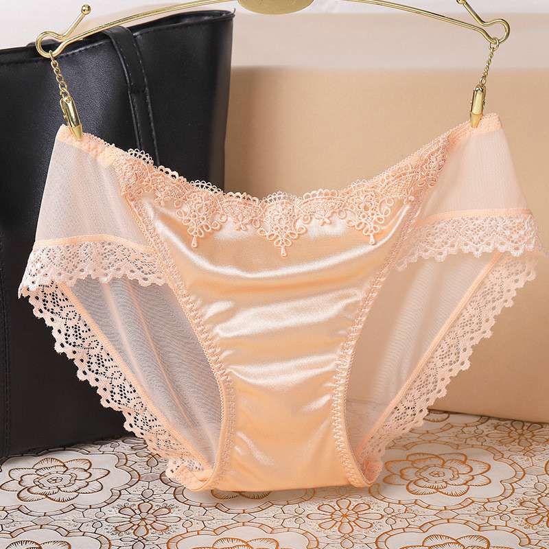 Sexy Women Shiny Satin Lace Knickers Briefs Panties Seamless Underwear Lady - 图片 7
