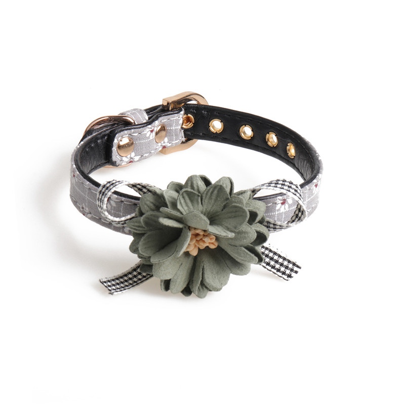 Dog Cat Puppy Collar Adjustable Leather Flower Necklace Bow Tie Neckerchief - 图片 7