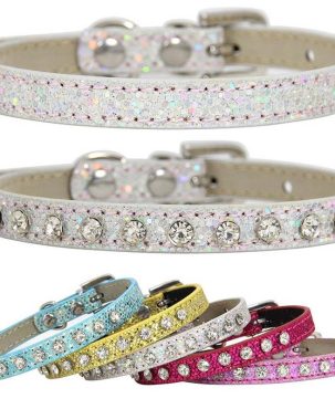 Hot Sale Super Shining Diamond Rhinestone Cat Collar Puppy Baby Dog Cat Collar Leather Strap Kitten Accessories Puppy Collar