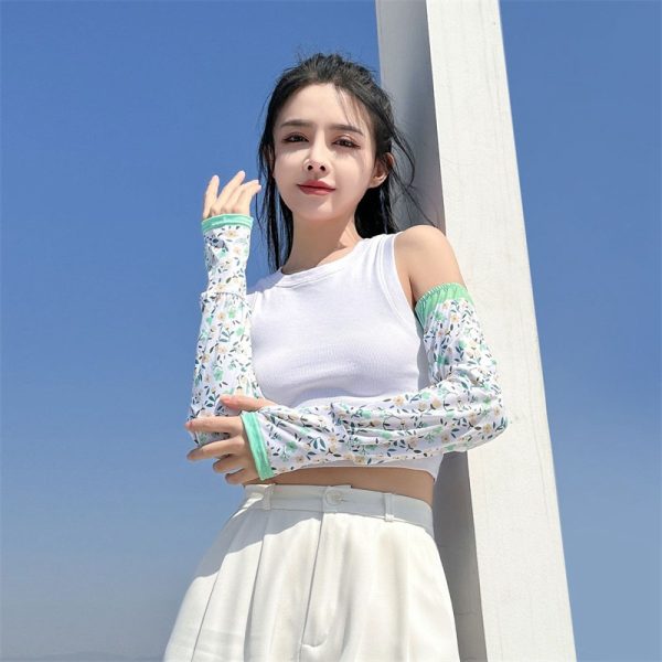 1 Pair Ice Silk Sleeve girls Sunscreen Sleeve Loose UV Protection arm Sleeve Cycling Driving Gradient Women Arm Warmer Sleeve - Image 4
