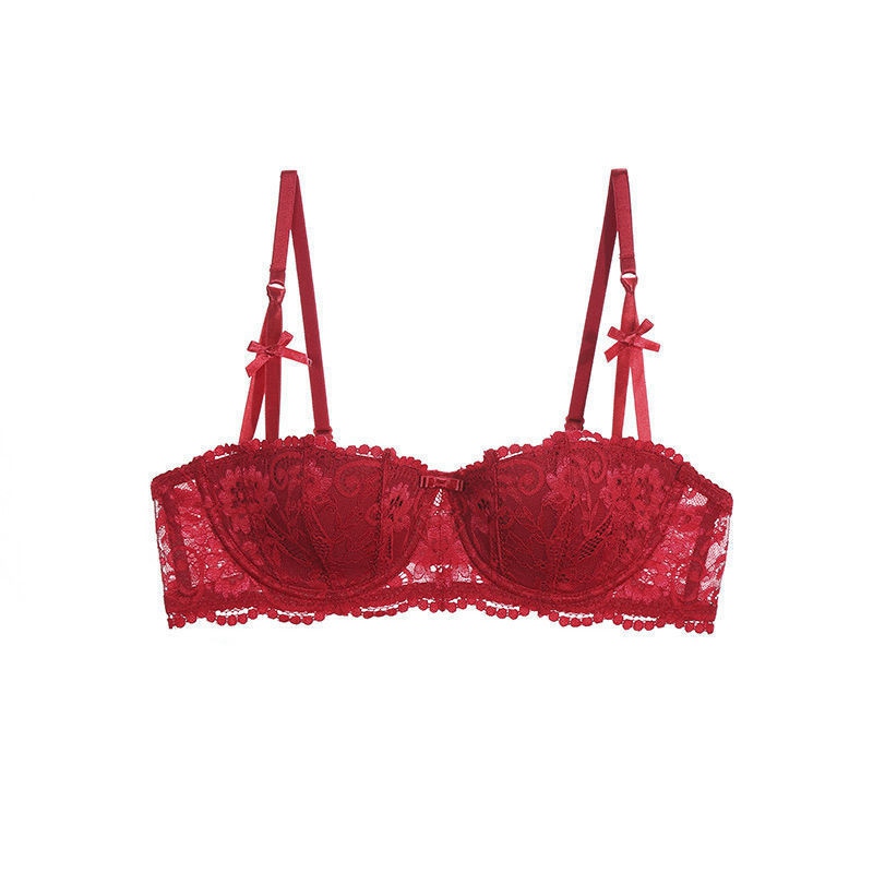 Embroidery Lace Bra Underwire Push Up Sexy Half Cup Brassiere for Women - 图片 12
