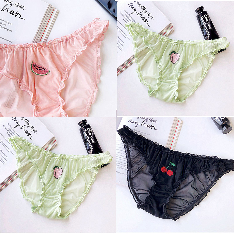 S-2XL Women Sexy Panties Lace Underpants Low-waist Panties Fruit Embroidery Perspective Briefs Female Hot Underwear Lingerie - Image 11