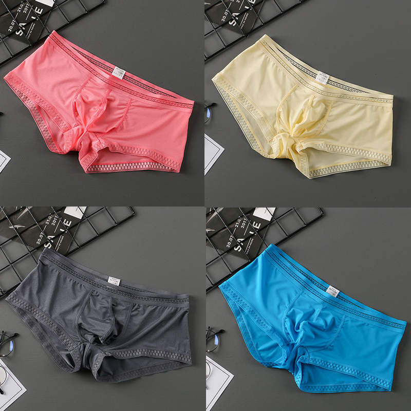 Net General 22 Summer New Translucent Ice Silk Underwear Men Sexy Men Boxer Briefs Youth Underwear Men - 图片 9