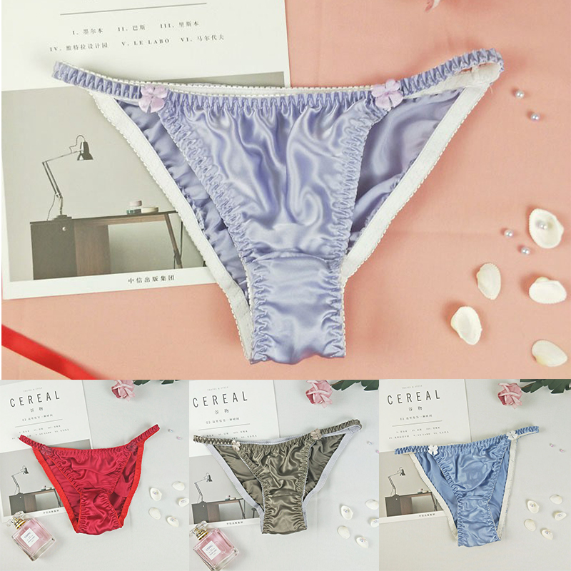 3pcs Summer Lady Sexy Silk Underwear Plain Satin 100% Mulberry Silk Sexy European Size Briefs - Image 15