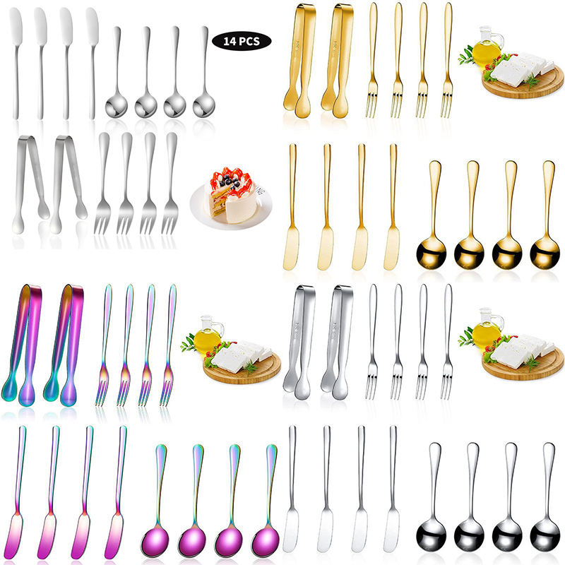 12Pcs/Set столовые приборы Cutlery Western Dessert Cutlery Ice Cream Spoon Long Handle Tableware Christmas Party Supplies - 图片 16