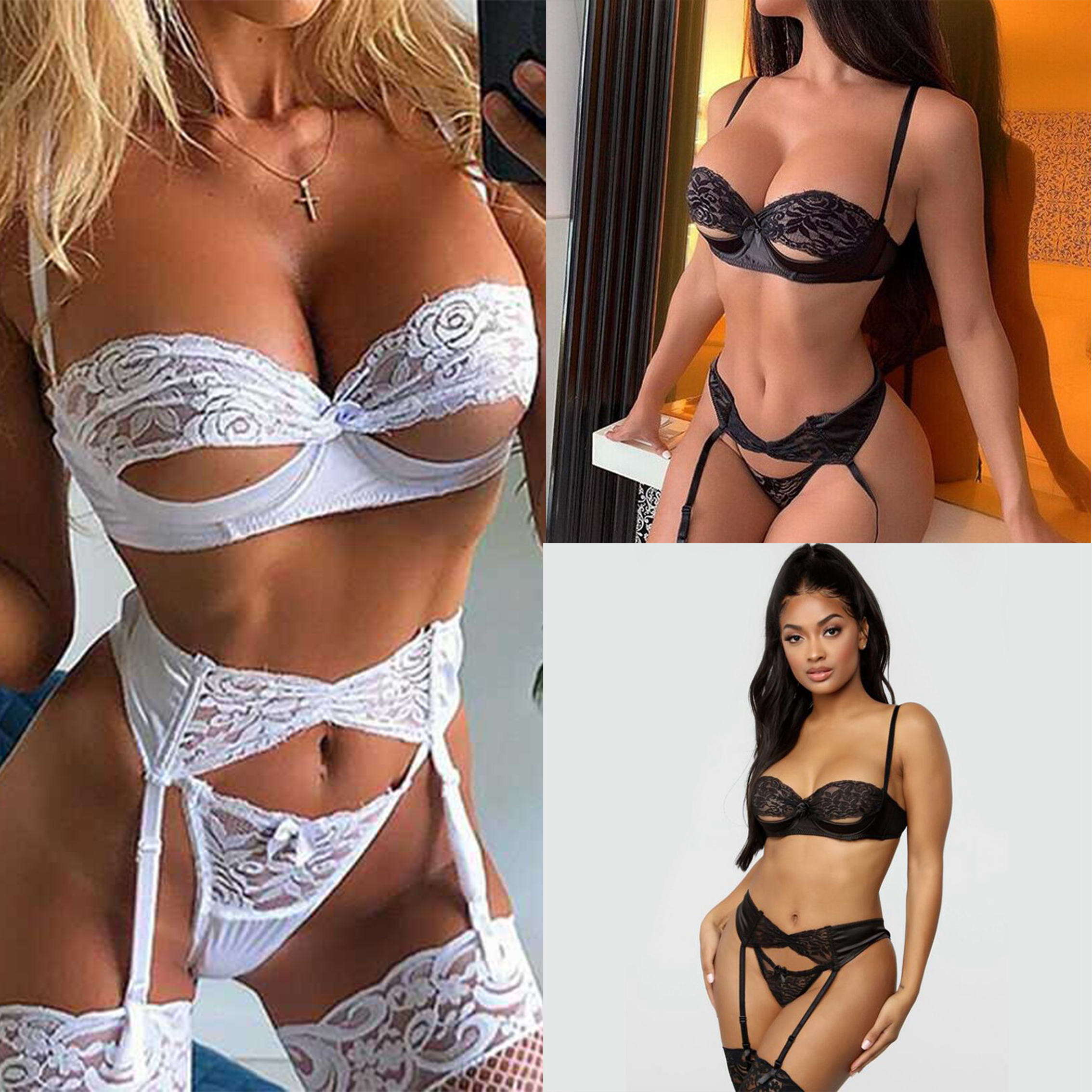 Sexy Lingerie Underwear Sleepwear Women G-string Bra Lace Babydoll Nightwear Lady Sexy Lace Bikini Cover up Beachwear - Image 12