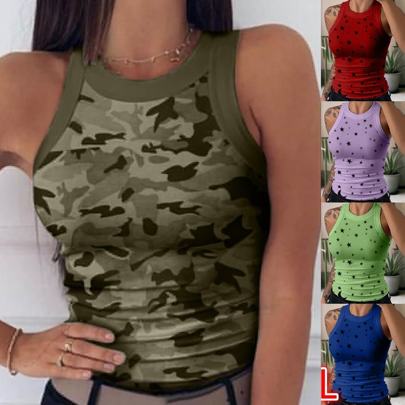 Cross-Border Digital Women's Printed Wear round Neck I-Shaped Vest Sexy Summer XINGX Printed Vest Top for Women - 图片 18