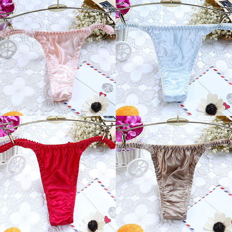 Silk Women's Underwear 100% Mulberry Silk Sexy Low Waist T-Back - 图片 8
