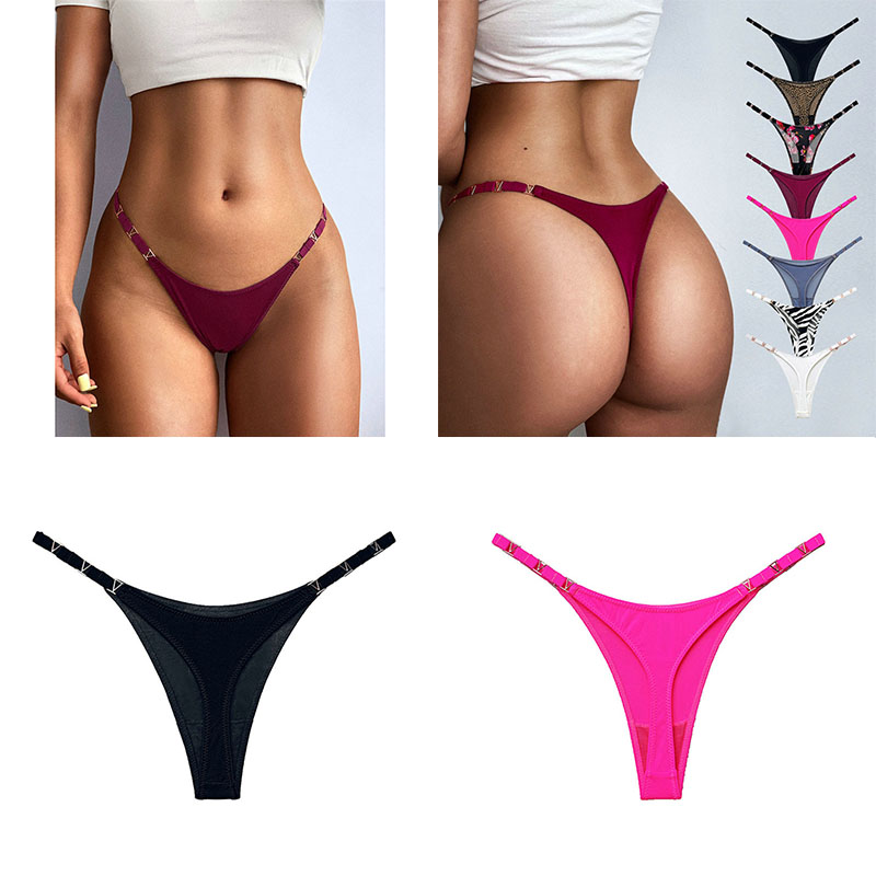 1908t Sexy European and American Metal Ice Silk T-Shaped Panties Women's Fitness Exercise Hip Lifting Low Waist High Fork T-Back Half Sheath - Image 17