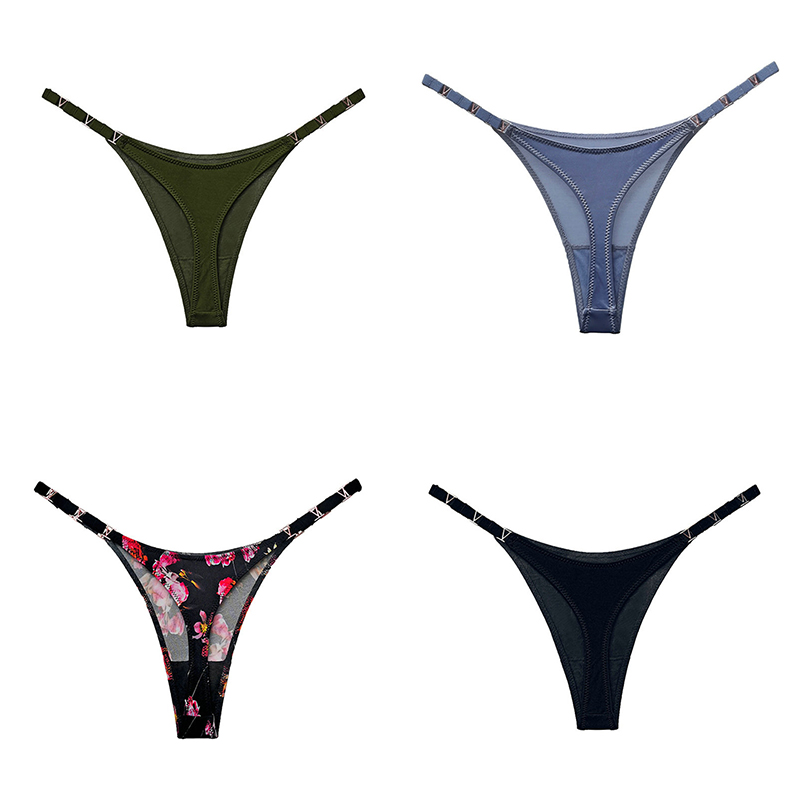 1908t Sexy European and American Metal Ice Silk T-Shaped Panties Women's Fitness Exercise Hip Lifting Low Waist High Fork T-Back Half Sheath - Image 16