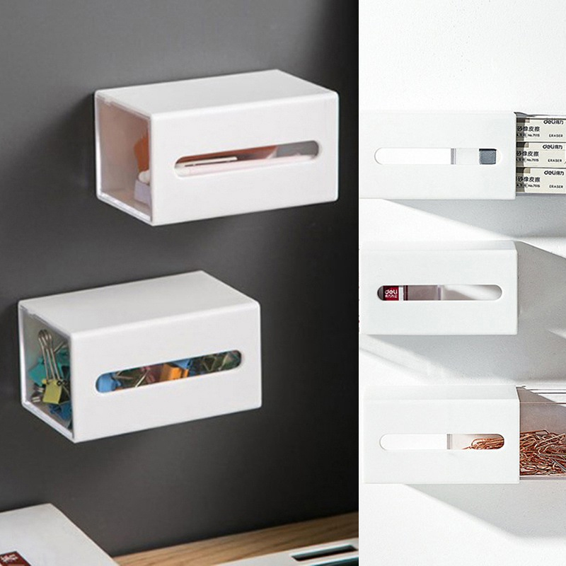 Wall Mounted Storage Box Bathroom Cosmetic Cotton Swabs Jewelry Storage Box ~~ - 图片 14