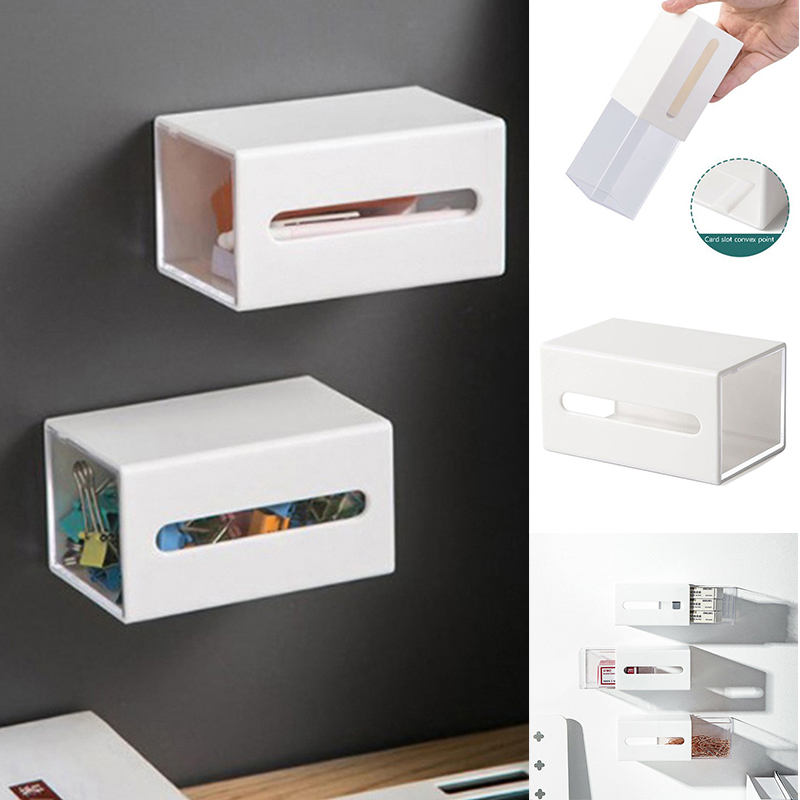 Wall Mounted Storage Box Bathroom Cosmetic Cotton Swabs Jewelry Storage Box ~~ - 图片 12