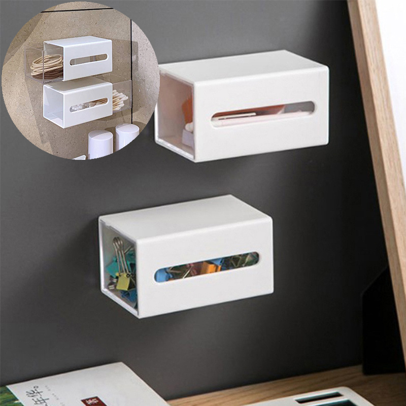 Wall Mounted Storage Box Bathroom Cosmetic Cotton Swabs Jewelry Storage Box ~~ - 图片 16