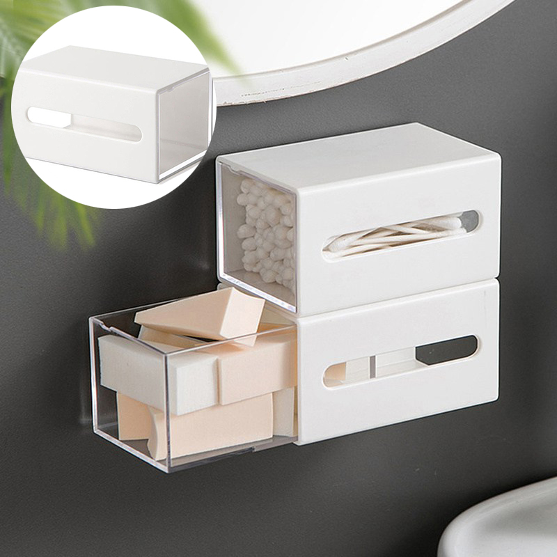 Wall Mounted Storage Box Bathroom Cosmetic Cotton Swabs Jewelry Storage Box ~~ - 图片 18