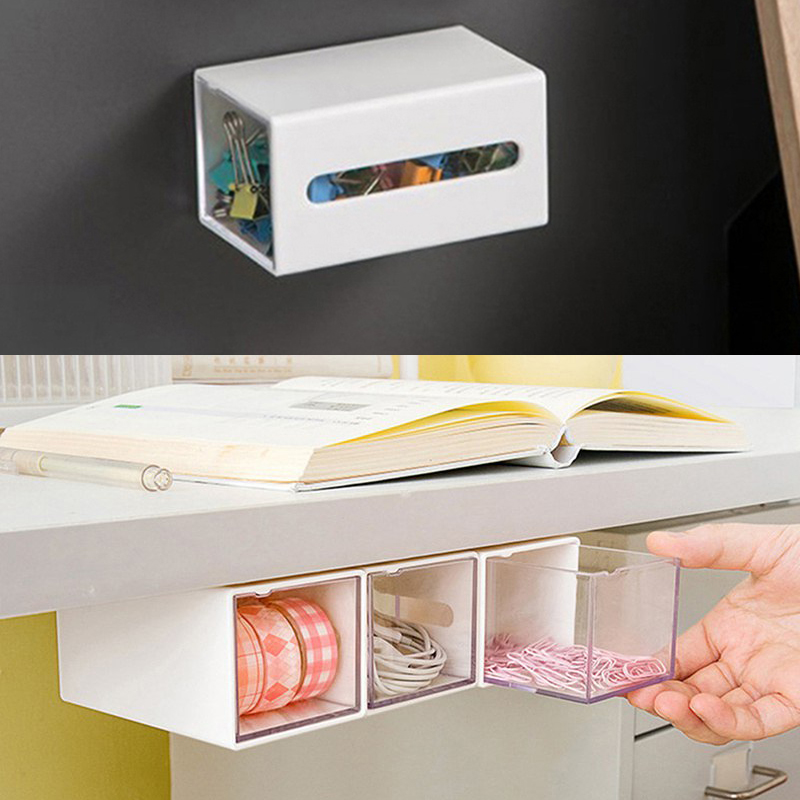 Wall Mounted Storage Box Bathroom Cosmetic Cotton Swabs Jewelry Storage Box ~~ - 图片 15